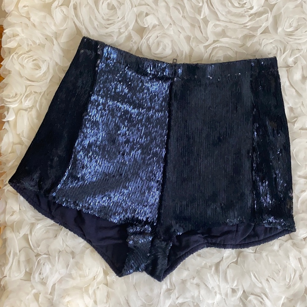 Silence + Noise Disco Inferno Navy Sequin Shorts